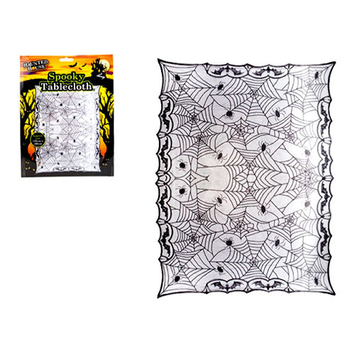 Halloween Spider's Web Rectangle Tablecloth - 120cm x 160cm Spooky Party Decor Creepy