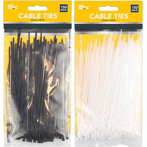 Cable Ties 2.5mm x 150mm - 150 Pack Assorted Colours Strong Versatile Organising Securing