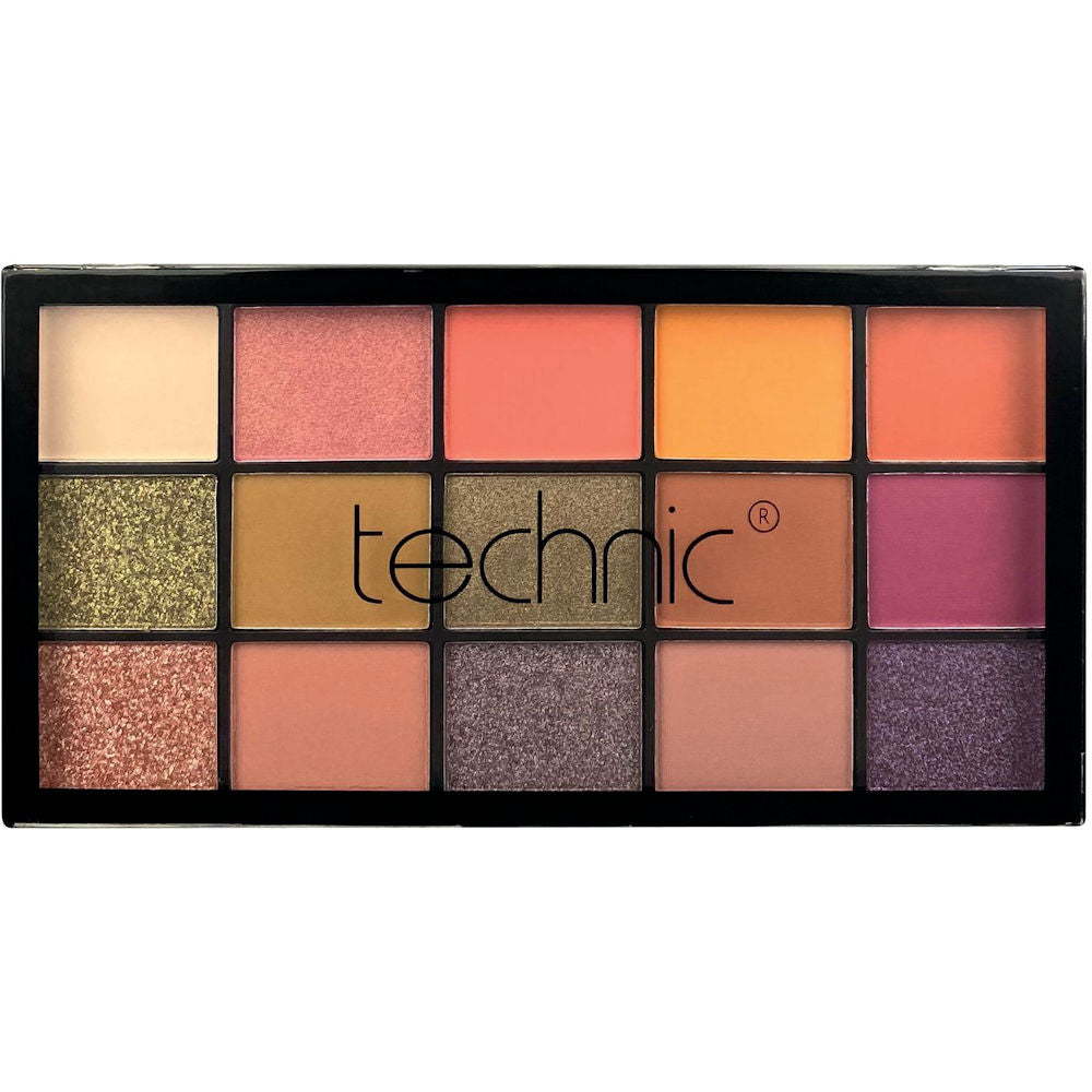 Technic Cosmetics 15 Colour Pressed Pigment Eyeshadow Palette Cinnamon Swirl - Richly Pigmented Long-Lasting Blendable Shades Professional Makeup