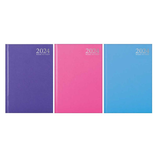 2024 A6 Bright Colour Diary Week To View Single - Assorted