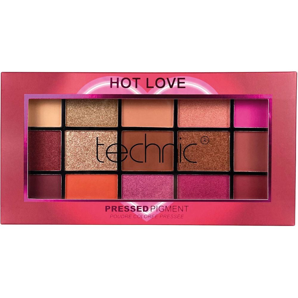 Technic Cosmetics Pressed Pigment Eyeshadow Palette Hot Love - Makeup Beauty Glamour Vibrant Shades Palette