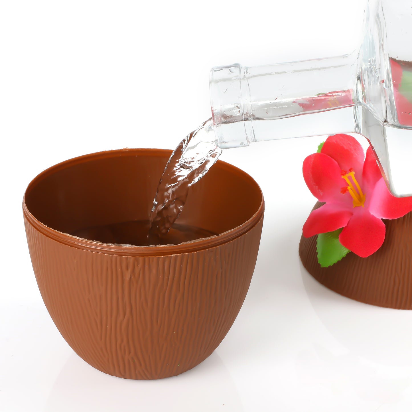 Plastic Coconut Cup & Paper Straw