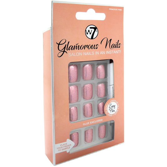 W7 Cosmetics Glamorous False Long Fake Nails - Princess Pink