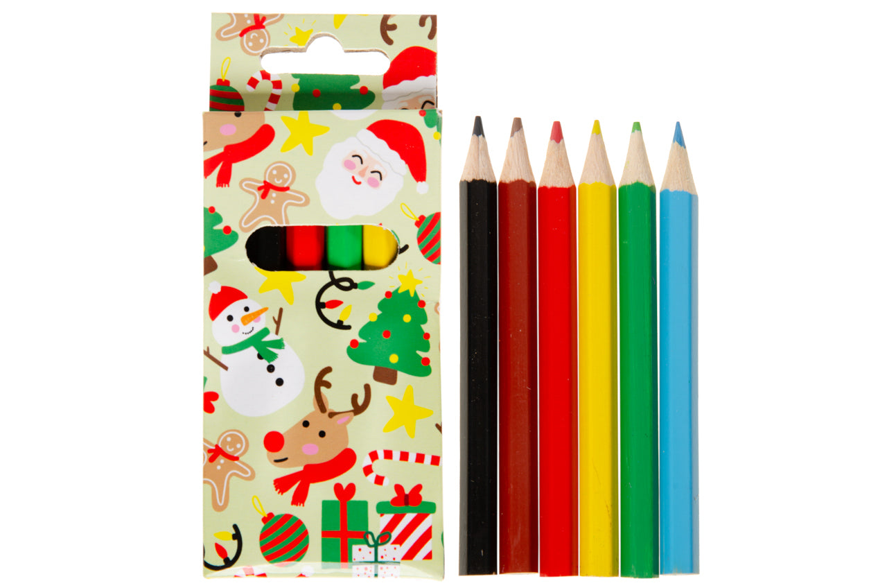6 Christmas Halfsize Colouring Pencils