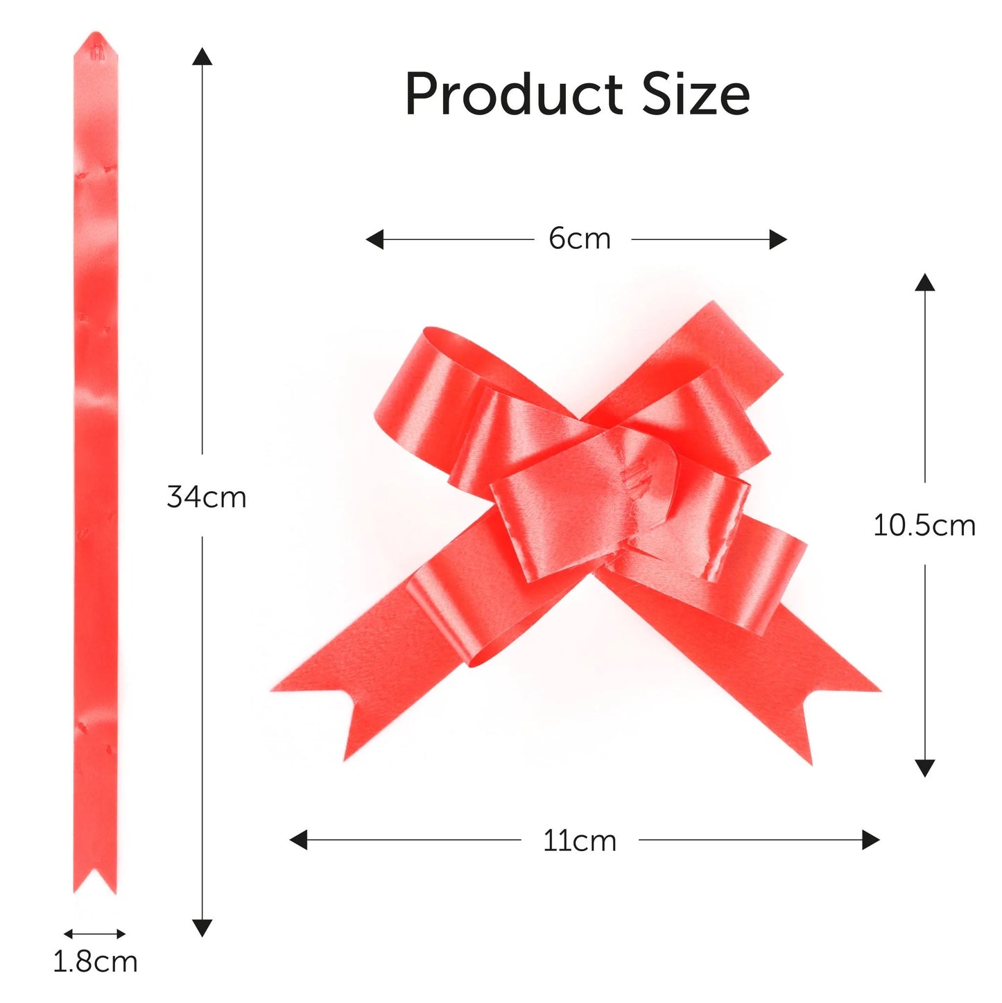 Red Pull Bows – 20 Pack 6cm Easy to Assemble Decorative Gift Wrap Bows Presents Hampers Party Decorations