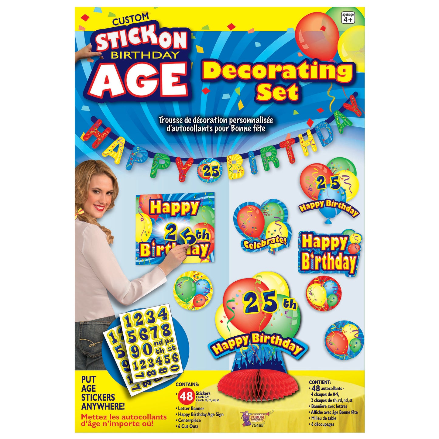Birthday Customise Stick On Decorating Set – Assorted Stickers Decorations Party Items Fun DIY Kit Kids