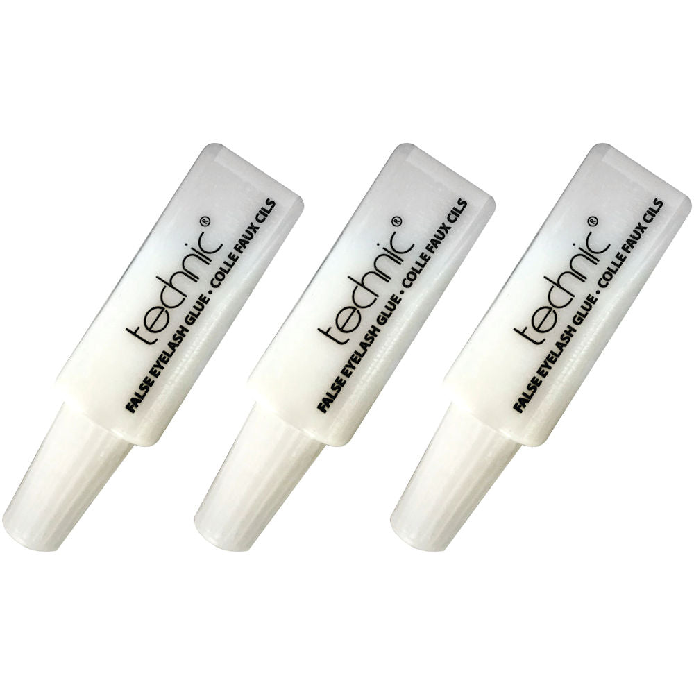Technic Cosmetics False Eyelash Glue Clear 3 Pack - Strong Adhesive Easy Application Long-Lasting Hold