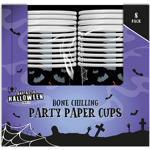 Halloween Kids Ghost Paper Cups - 8 Pack Party Disposable Beverage Drinkware Spooky Festive Haunted House Ghost