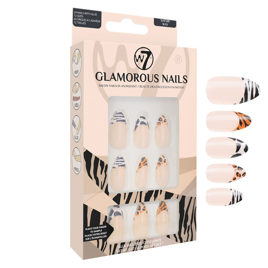 W7 Cosmetics Glamorous False Long Fake Nails - Safari Way