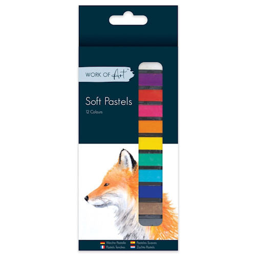 Premium Soft Pastels - 12 Pack Artist Quality Assorted Colours Drawing Supplies