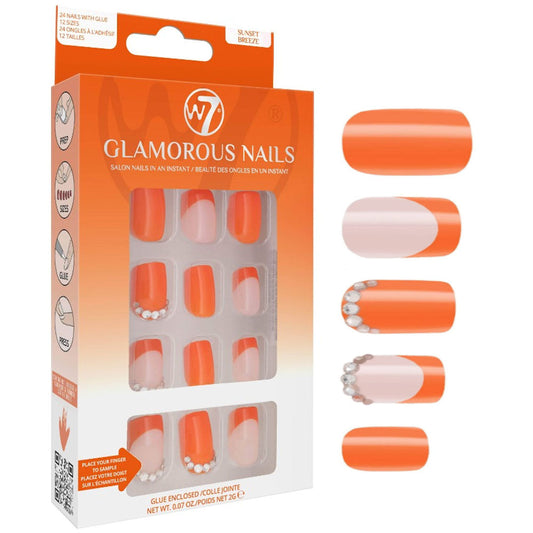 W7 Cosmetics Glamorous False Long Fake Nails - Sunset Breeze