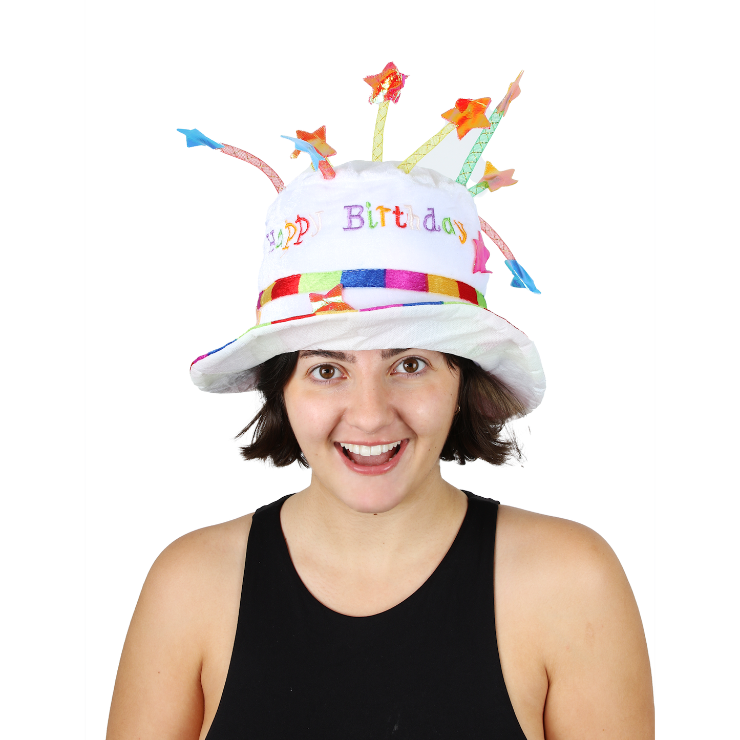 Adult Rainbow Light Up Happy Birthday Hat