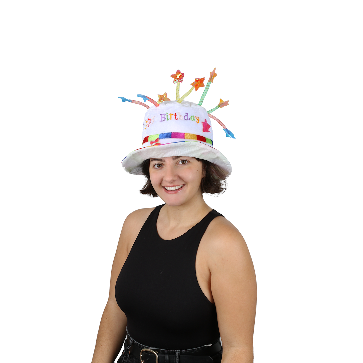 Adult Rainbow Light Up Happy Birthday Hat