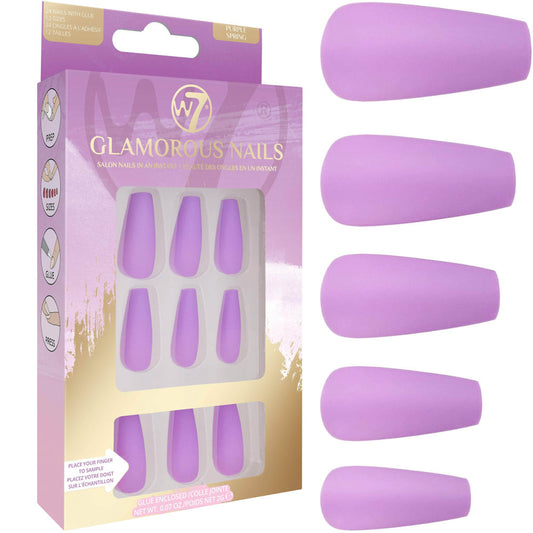 W7 Cosmetics Glamorous False Long Fake Nails - Purple Spring