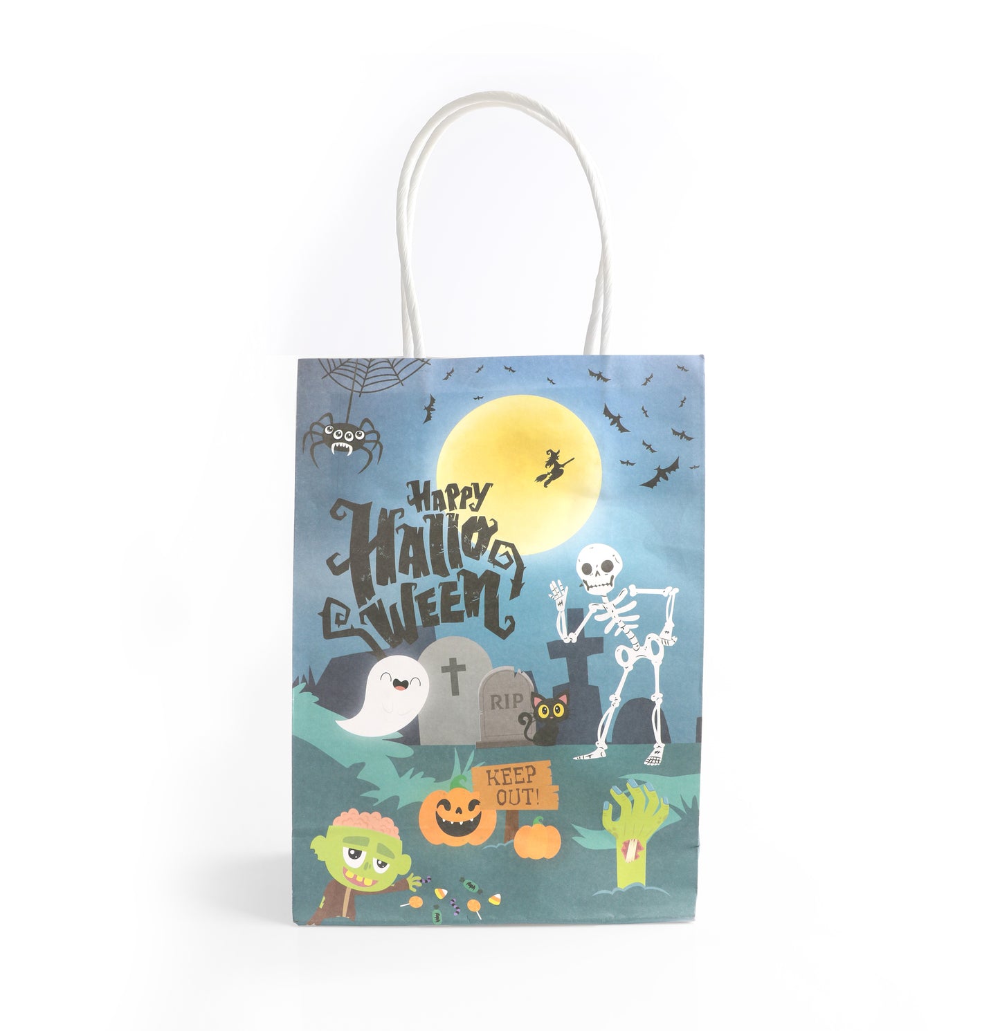 Halloween Paper Party Bags – 6 Pack Spooky Kids Gift Bags with Handles Parties