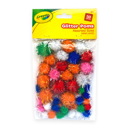 Glitter Pom Poms - 50 Pack