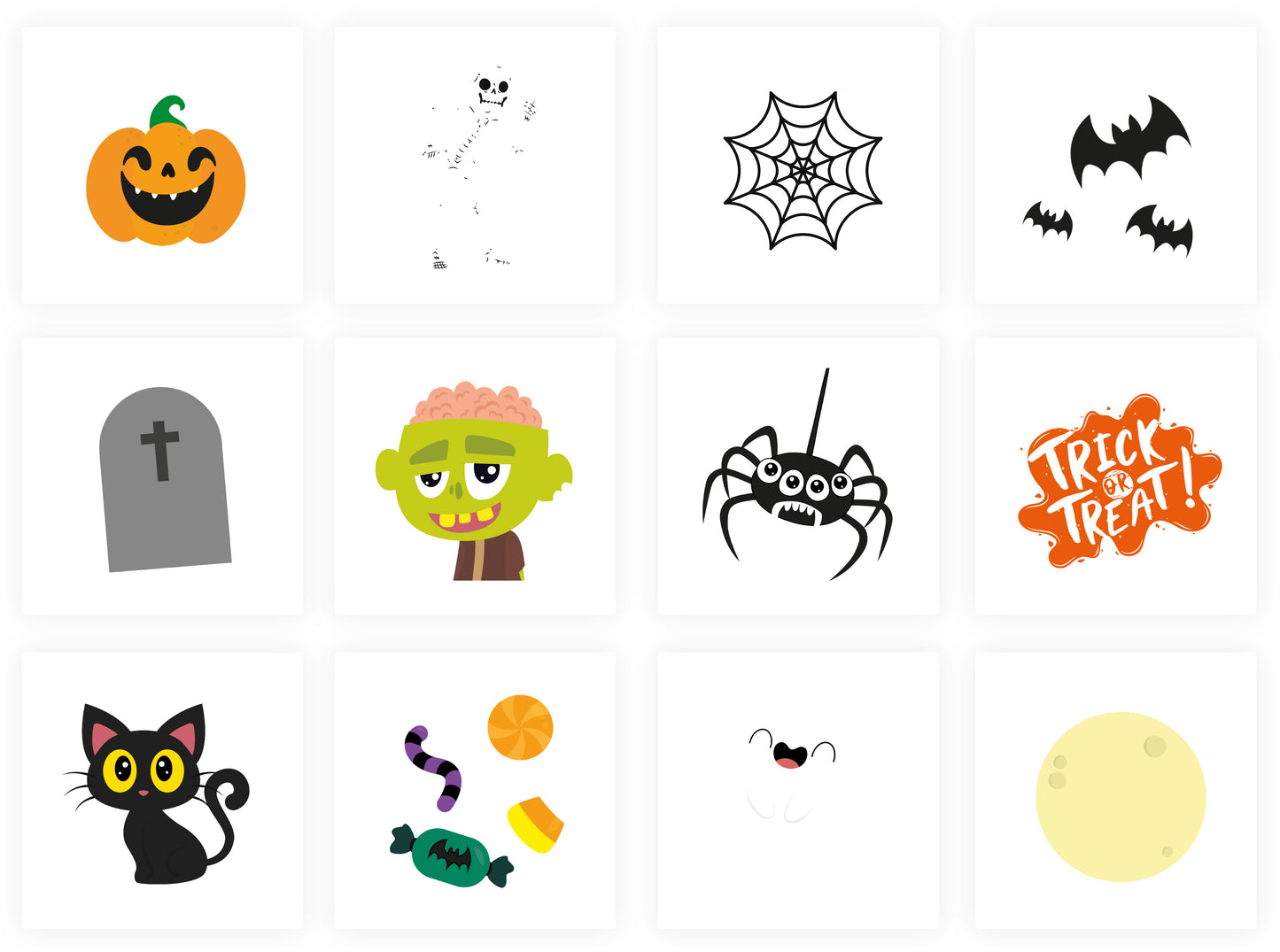 12 Halloween Temporary Tattoos