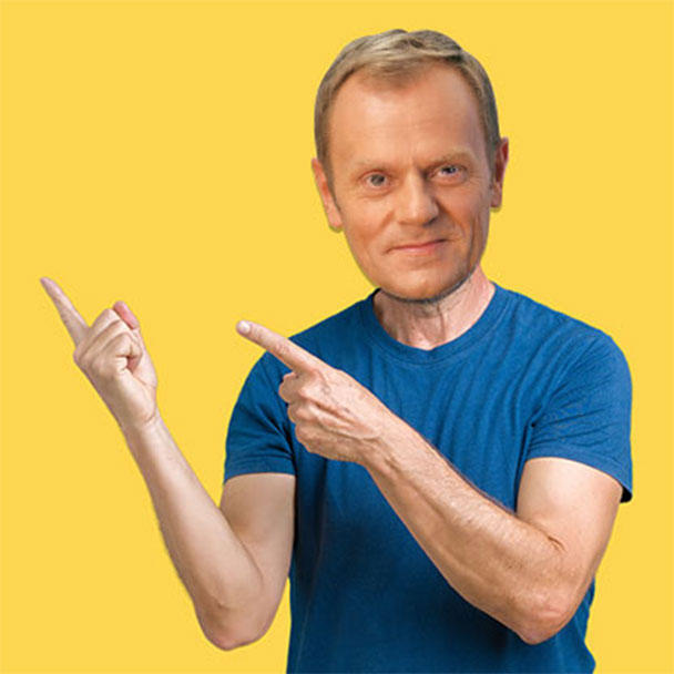 Donald Tusk Party Mask – Full Face Cardboard Mask Eye Cut-Outs Parties
