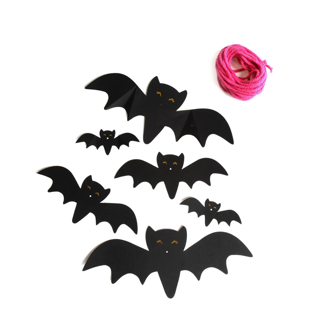 6 Hanging Bats DIY Decoration – Spooky Halloween Craft Kit String Bat Cut-Outs Activities Party Decor