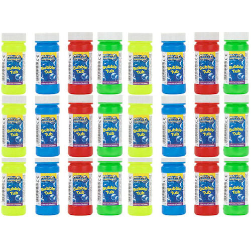 24 Small Bubble Tubs & Wands - Assorted Colours Fun Party Bag Fillers Kids