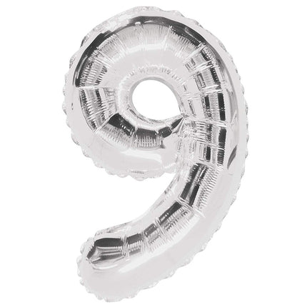 9 - Silver Giant Numeral Balloon