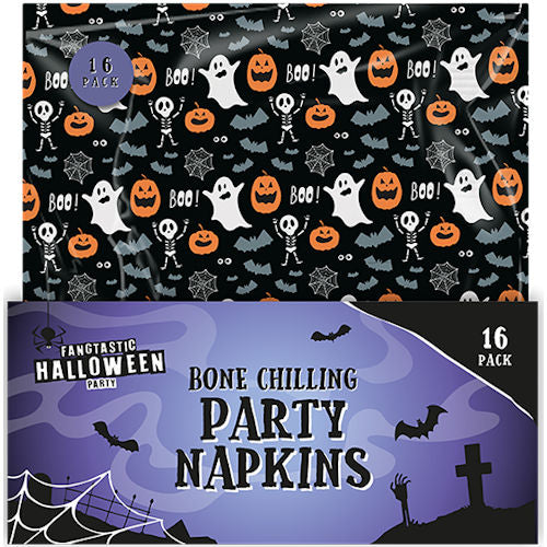 Halloween Kids Printed Napkins - 16 Pack Party Disposable Tableware Spooky Festive Haunted House Ghost