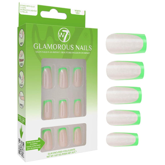 W7 Cosmetics Glamorous False Long Fake Nails - Mojito Mist