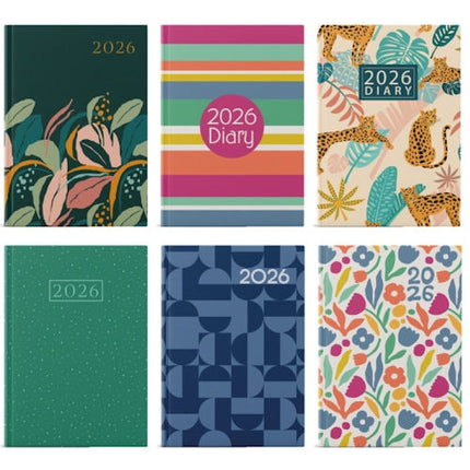 A5 Week To View Graphic Patterned 2026 Diary - Assorted