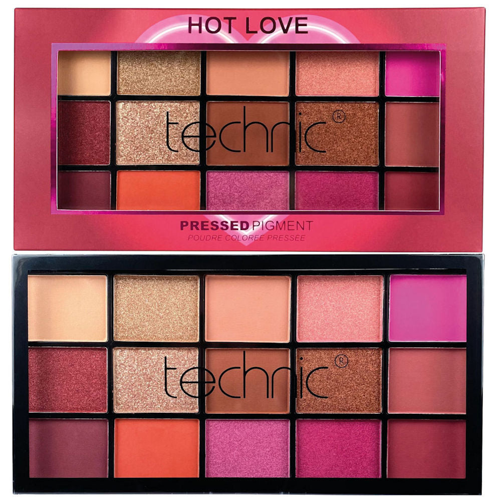 Technic Cosmetics Pressed Pigment Eyeshadow Palette Hot Love - Makeup Beauty Glamour Vibrant Shades Palette