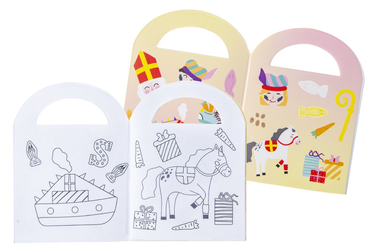6 Sinterklass Sticker & Colouring Books With Handles