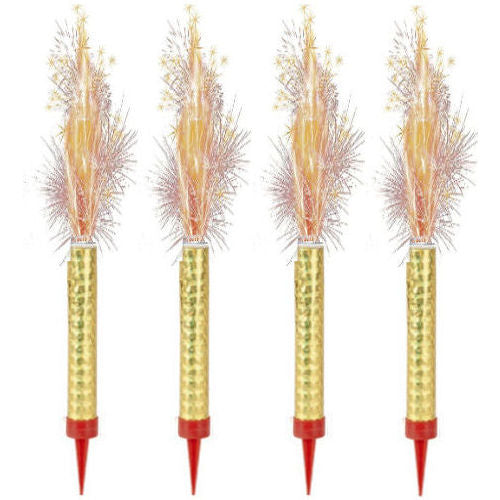 Cake Fountain Candles Gold - 4 Pack Birthday Party Sparkler Candles