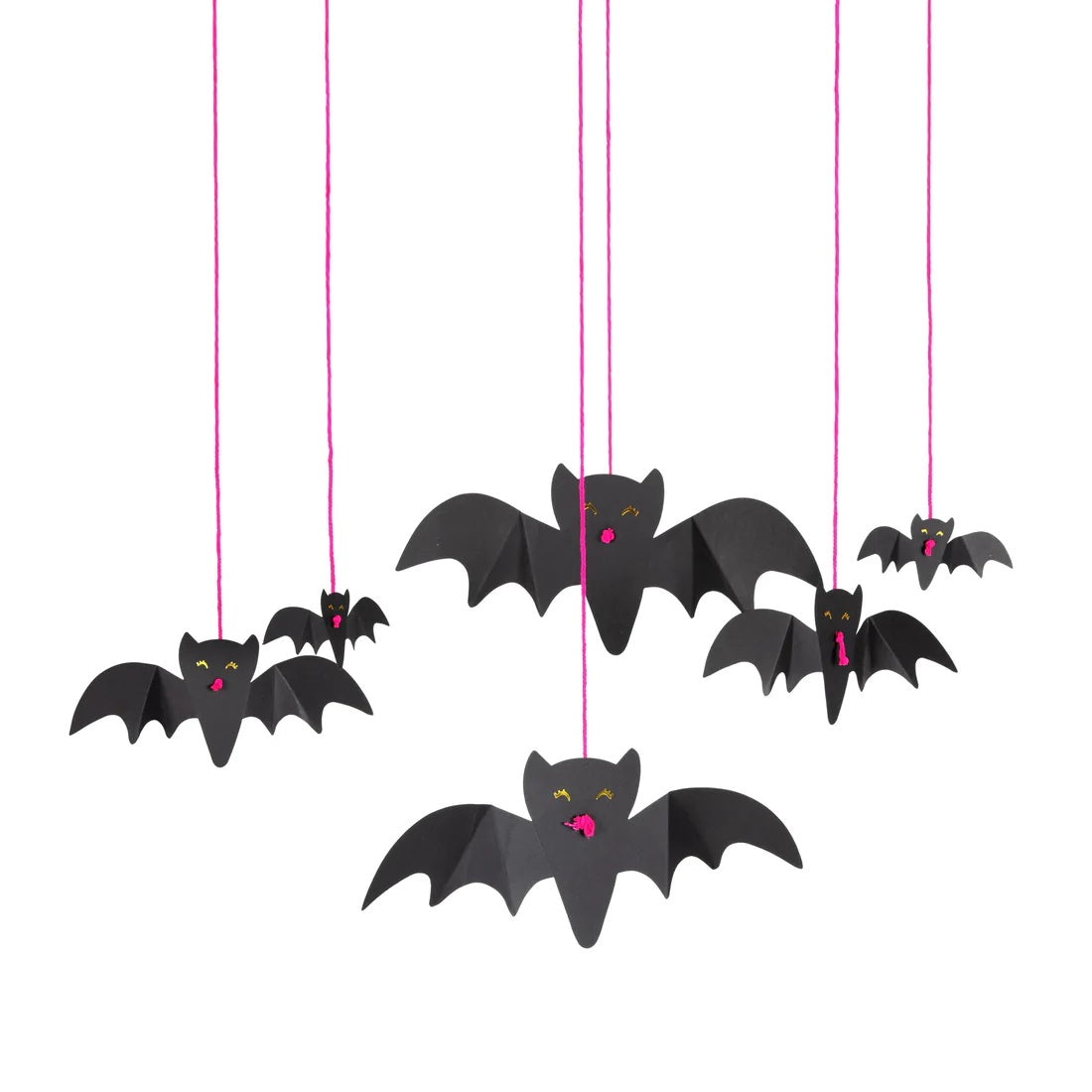 6 Hanging Bats DIY Decoration – Spooky Halloween Craft Kit String Bat Cut-Outs Activities Party Decor
