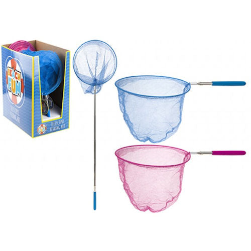 Telescopic Foldable Fishing Net - Assorted Colours Extendable Handle Compact Beach Pond