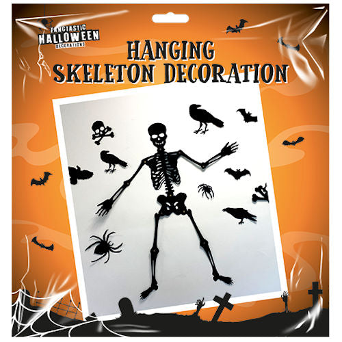 Hanging Skeleton Decoration - Halloween Party Spooky Festive Haunted House Skull Bone Scary Ornament