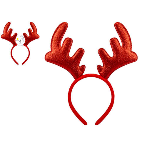 Red Sparkling Antlers Headband