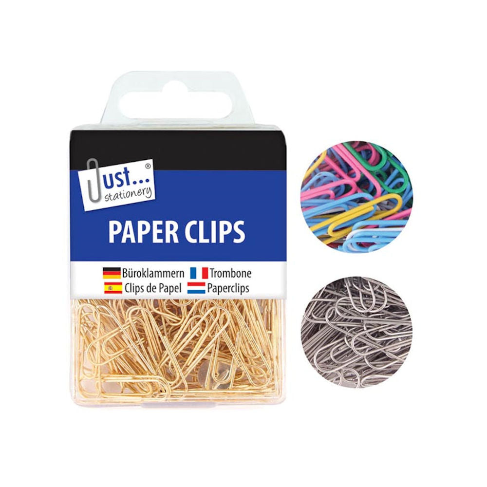 Paper Clips - Assorted Multicoloured Metal Office Stationery Holder Supplies