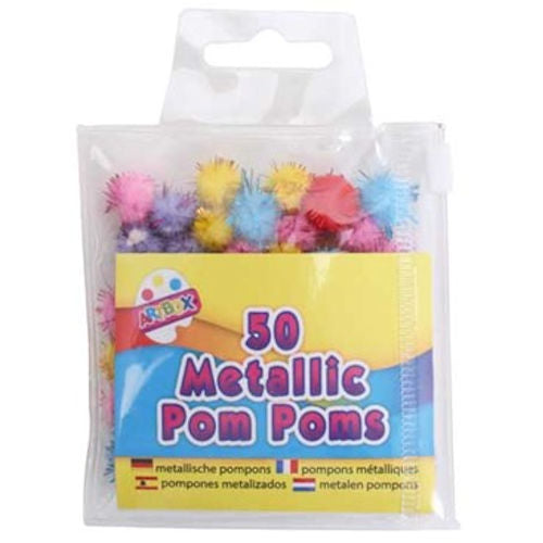 Metallic Pom Poms 1cm - 50 Pack