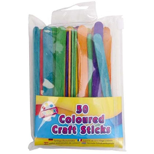 Coloured Craft Sticks - 50 Pack