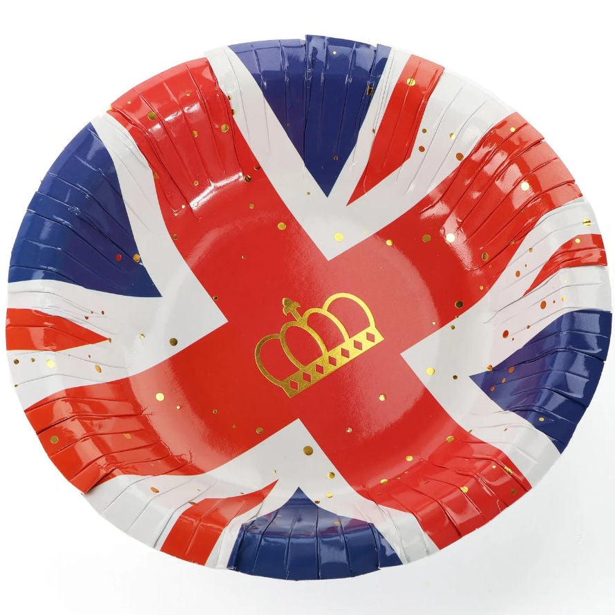 Union Jack 7.5'' Paper Bowls 10 Pack - British Flag Party Tableware Disposable Patriotic Serving Bowls