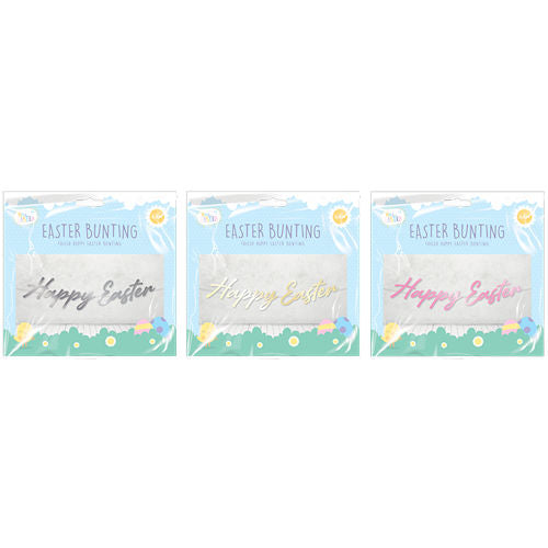 Foil Easter Bunting - Assorted 1.5m Decoration Garland Party Celebration Spring Bunny Chick Egg Rabbit Festive