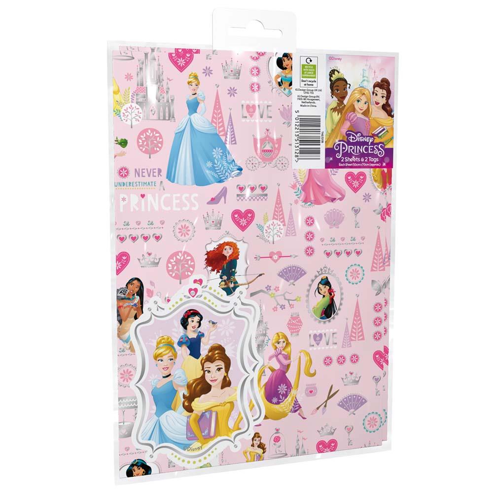 Princess Giftwrap Sheets - 2 Sheets Royal Princess-Themed Wrapping Paper Presenting Gifts