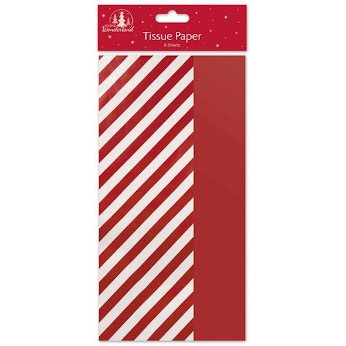 Red Stripe Tissue Paper - 8 Sheets
