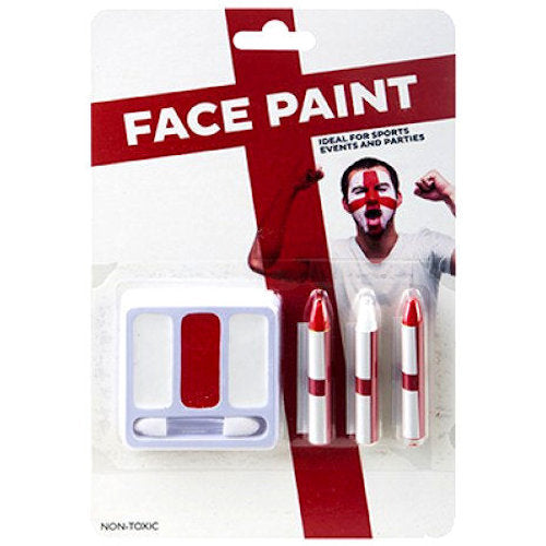 England Face Paints - Patriotic Face Painting Kit Red White Football Euros Kids Adult