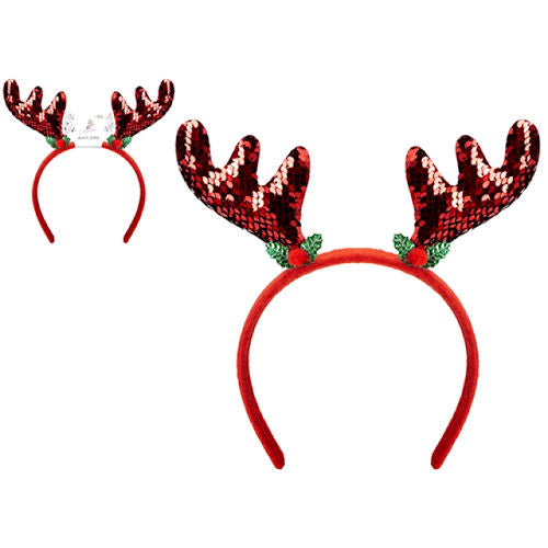 Red Sequin Antlers Headband