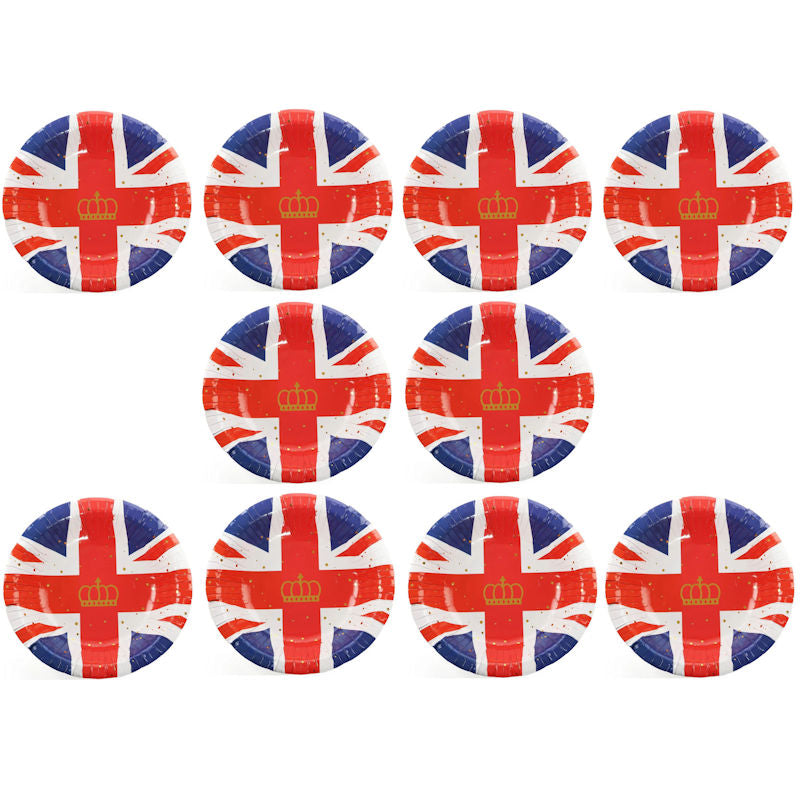Union Jack 7.5'' Paper Bowls 10 Pack - British Flag Party Tableware Disposable Patriotic Serving Bowls