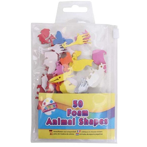 Foam Animal Shapes - 50 Pack Craft Supplies Kids DIY Art Kit