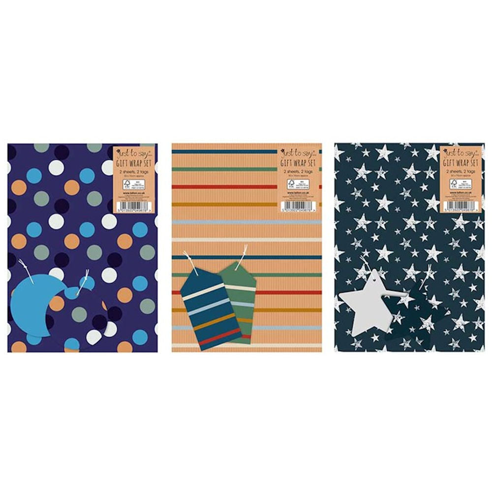 Flat Wrap & Tags - 2 Pack Assorted Gift Wrapping Paper Tags Classic