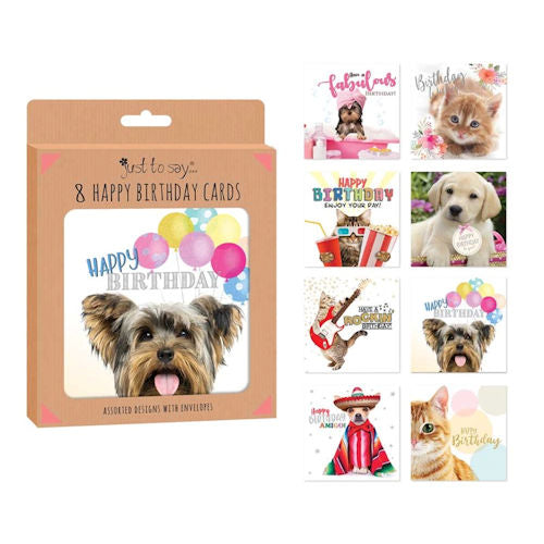 Pets Birthday Cards - 8 Pack