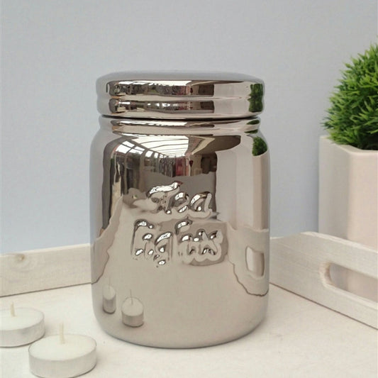 Chrome Ceramic Tealights Storage Jar - Aromatherapy Fragrance Home Decor
