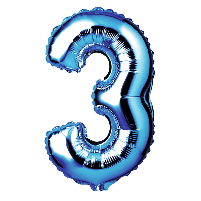 Large Blue Foil "Number 3" Balloon – 34 Inch